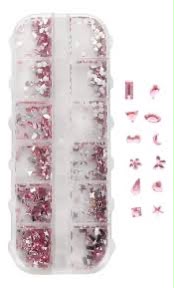 Caja Organizadora 12 Grid Cristales Rosa