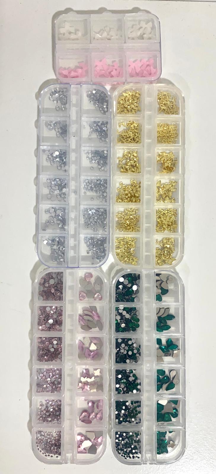 Caja Organizadora 12 Rejillas Cristales Dorado
