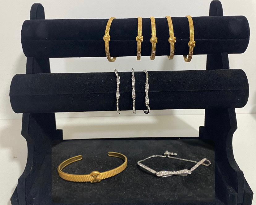 Pulseras Osito Dorado y Lacito Strass